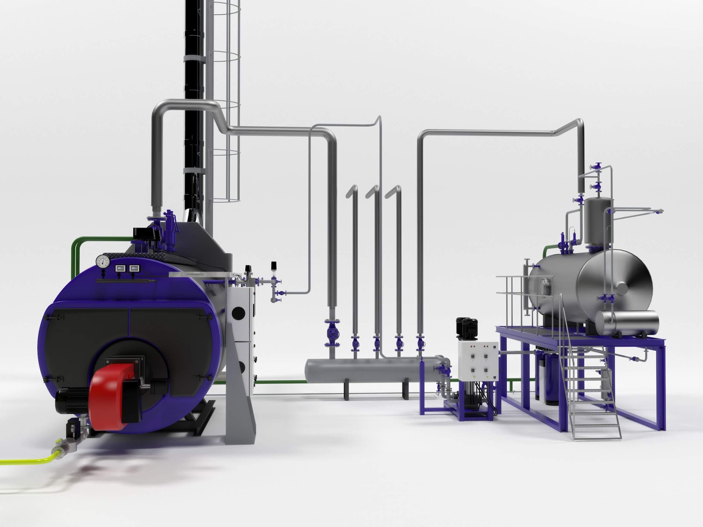 Steam Boiler Plant with Equipment 3D Model by vadimche