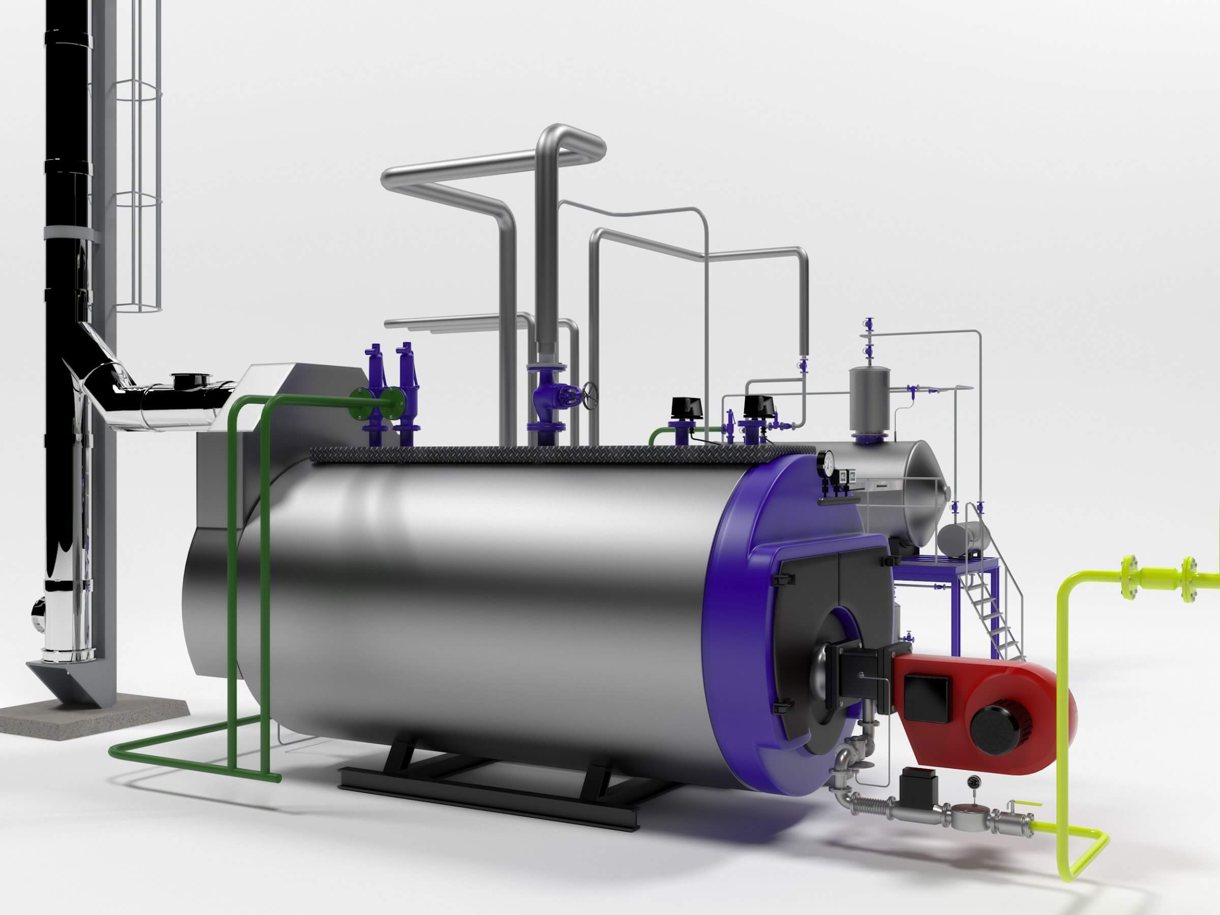 Steam Boiler Plant with Equipment 3D Model by vadimche
