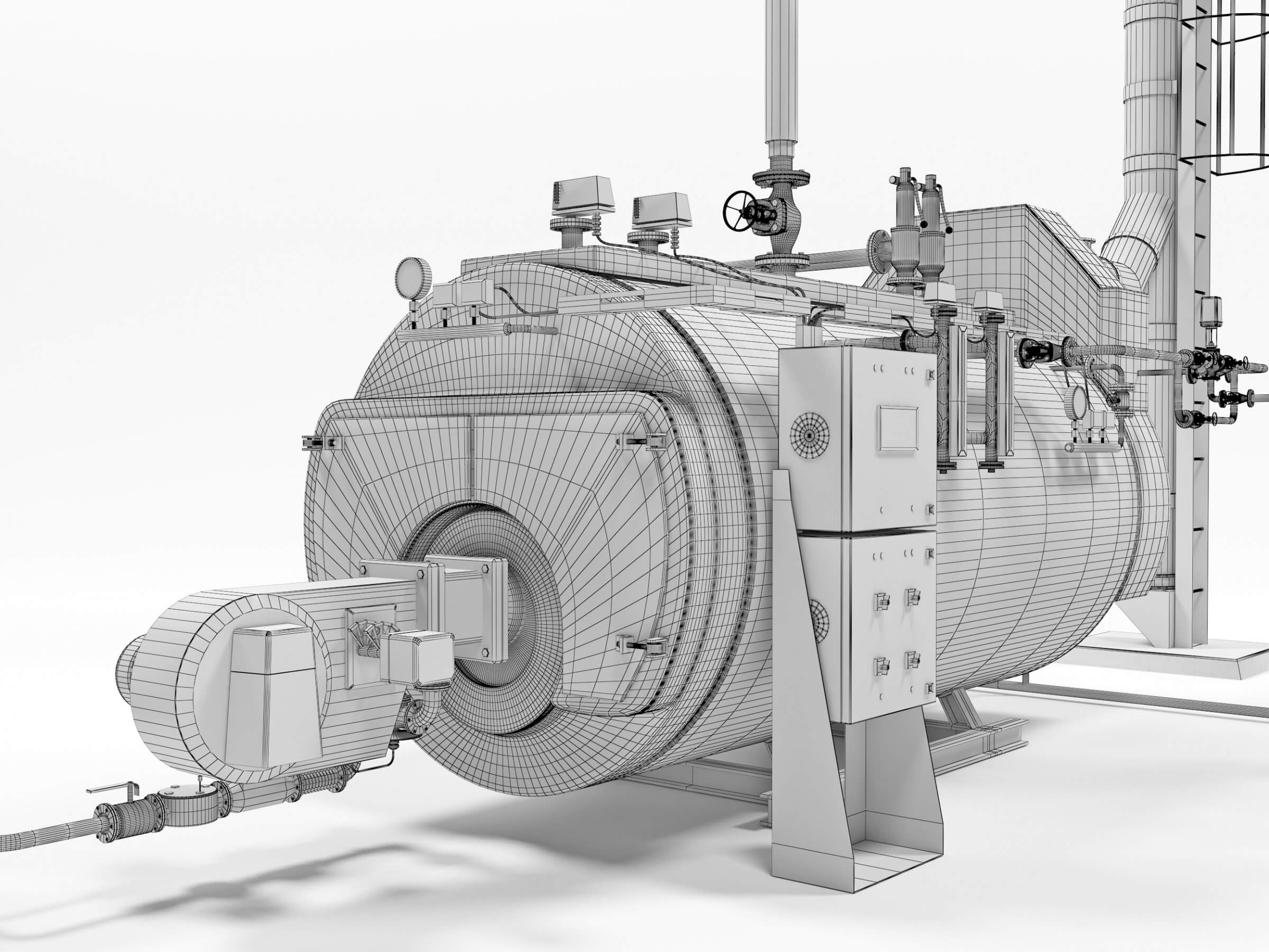 Steam Boiler Plant with Equipment 3D Model by vadimche
