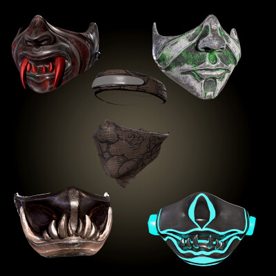 Samurai Masks Pack 5 Masks