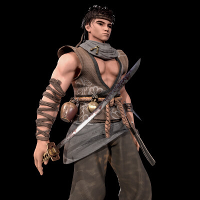 Unarmed Samurai Rendered Images
