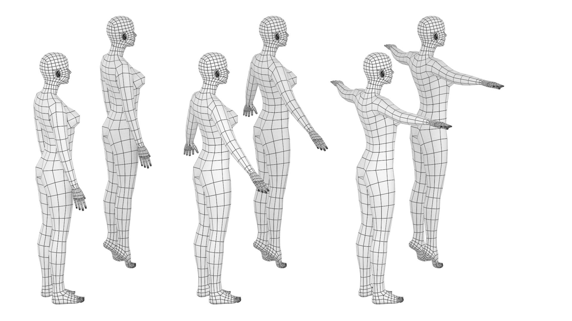 Random Modelling Poses Natural Female in 6 Modeling Poses Collection - 3D Model by Valerii ...