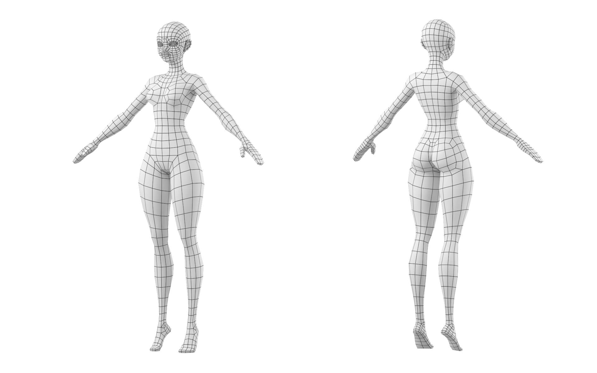 Stylized Female 02 Base Mesh - 3D Model by Valerii-Kaliuzhnyi