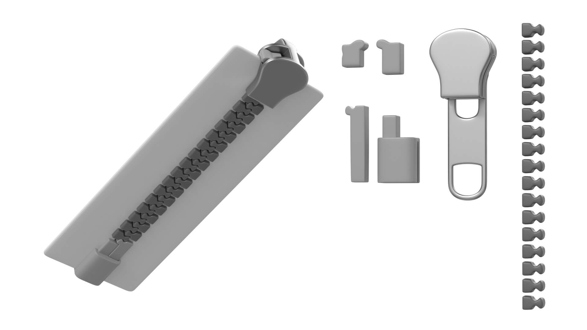 Zip Fastener for Outerwear With 5cm Teeth Rows 3D Model by Valerii