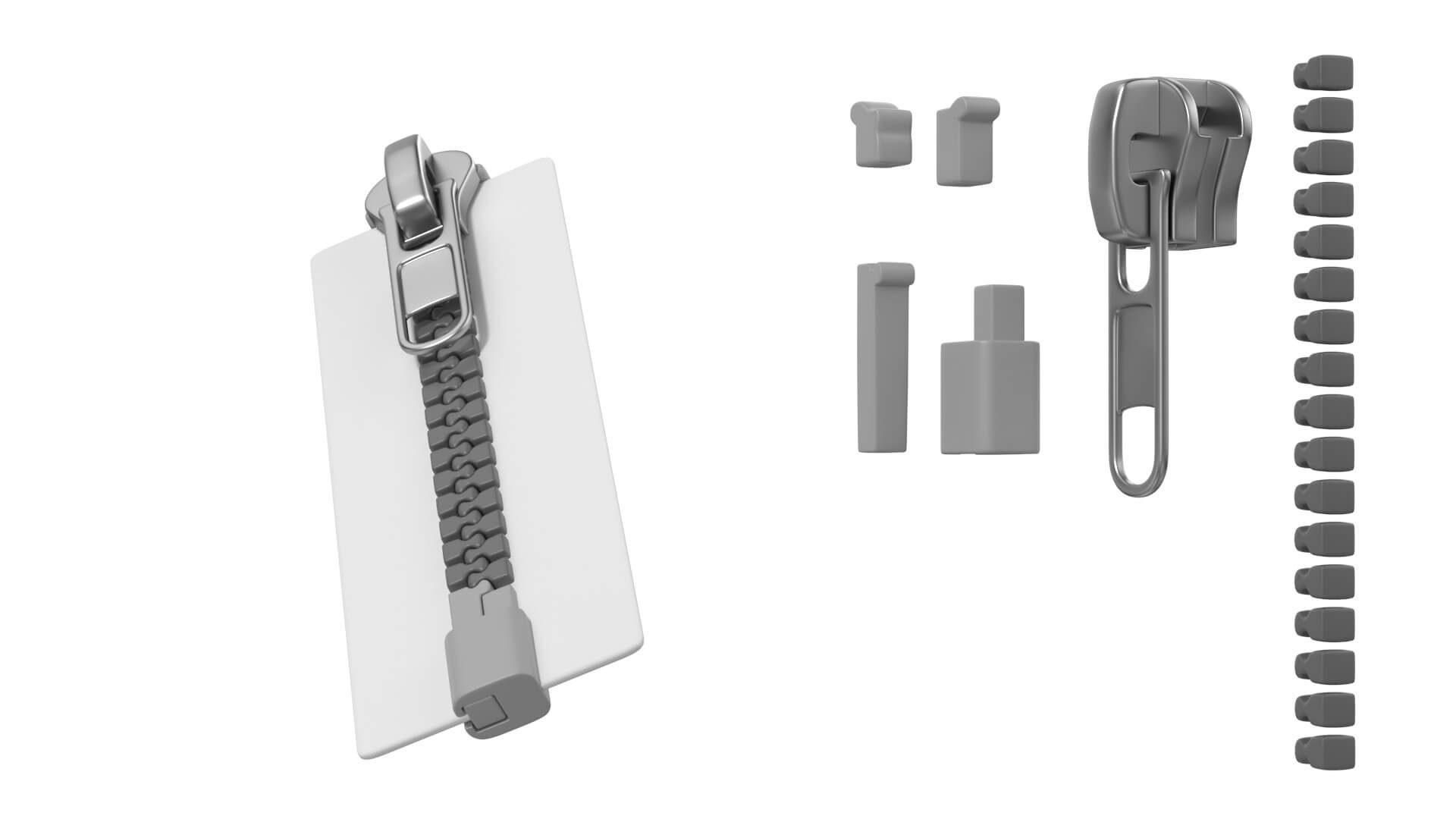 Zip Fastener for Outerwear With 5cm Teeth Rows 3D Model by Valerii