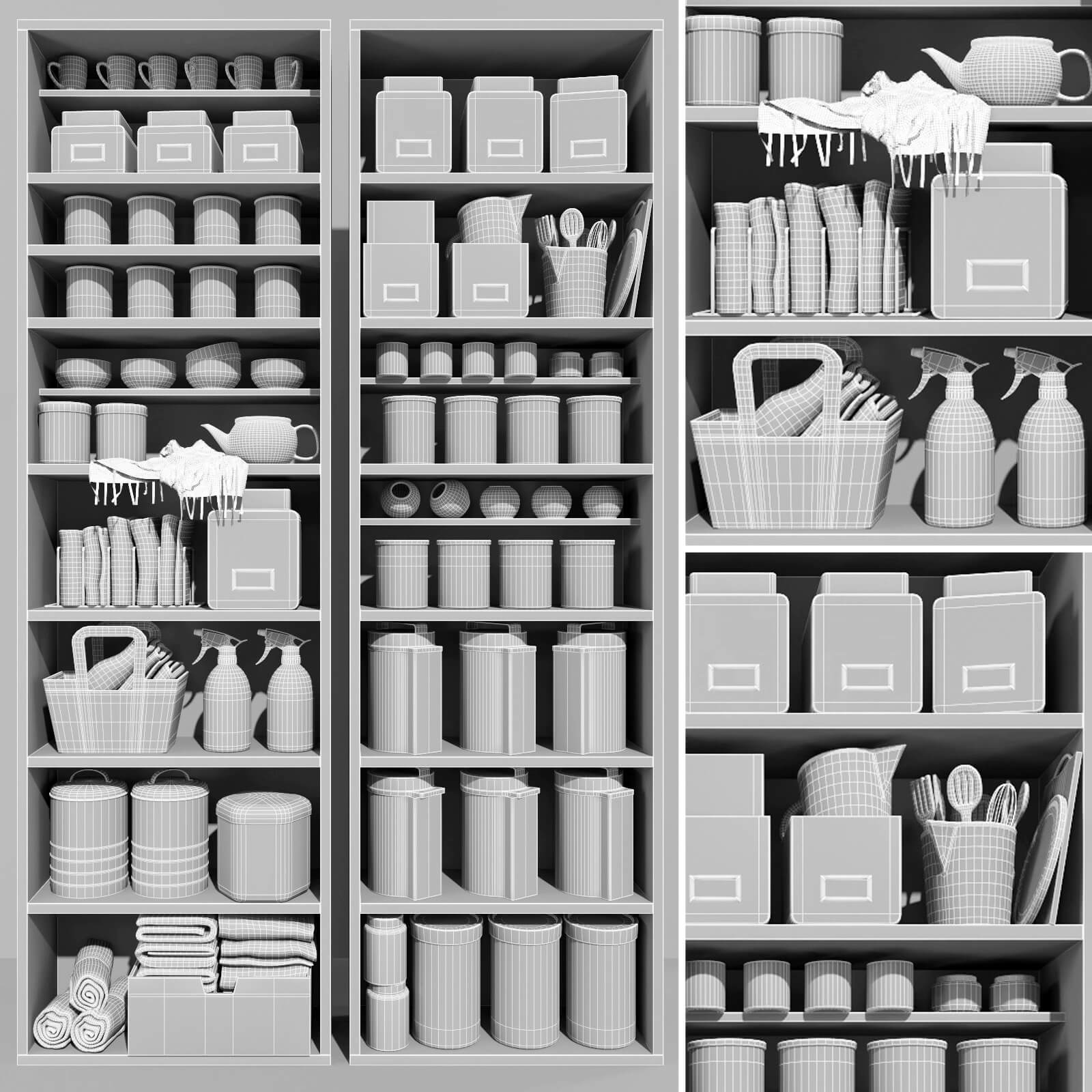 Modern Racks With Decor Kitchen Shelving - 3D Model by Verso Faraon