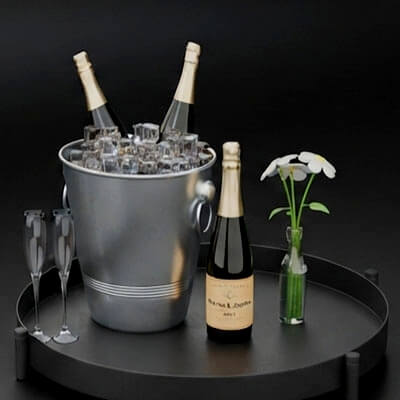 Elegant Champagne in Bucket Set Luxury 3D Scene for Blender