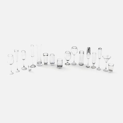 Professional Glassware Collection 17 Realistic 3D Models