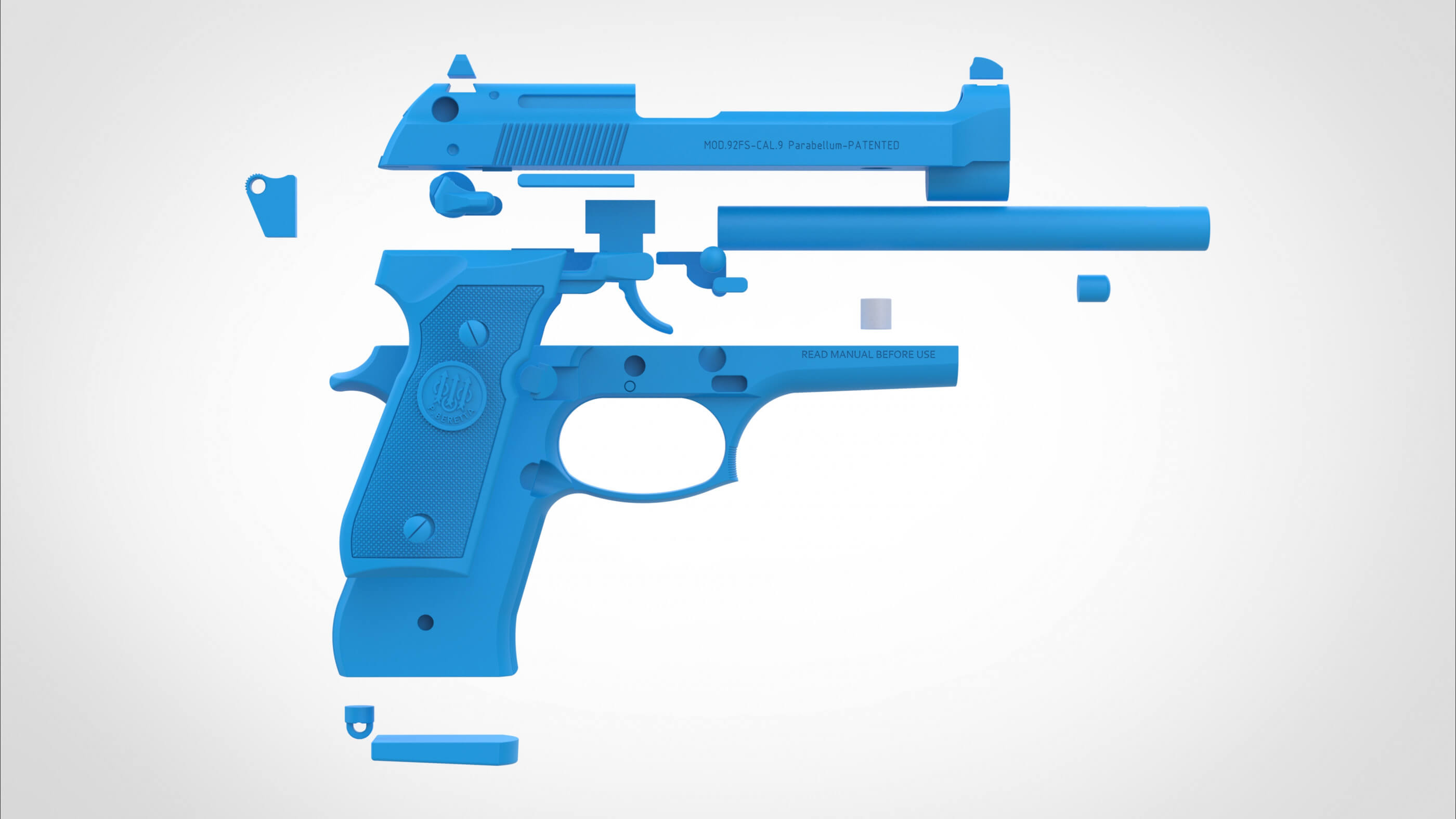 Pistol Beretta 92FS 3D Model by vetrock