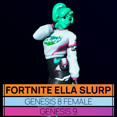 Fortnite Ella Slurp for Genesis 8 and 9 by VFoxGames