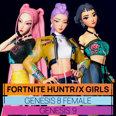 Fortnite HUNTR/X Girls for Genesis 8 and 9