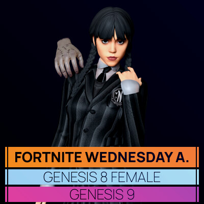 Fortnite Wednesday Addams for Genesis 8 and 9