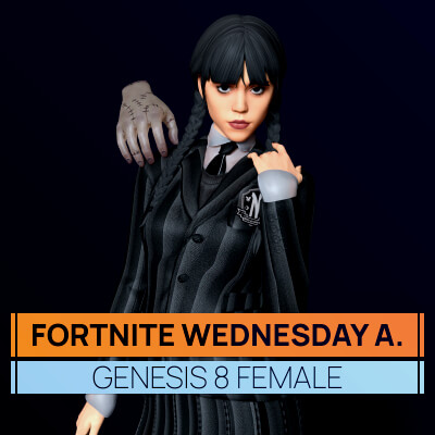 Fortnite Wednesday Addams for Genesis 8 Female