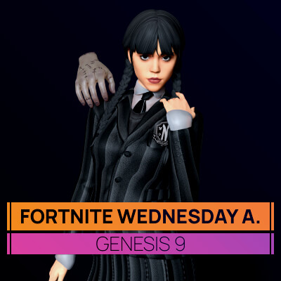 Fortnite Wednesday Addams for Genesis 9