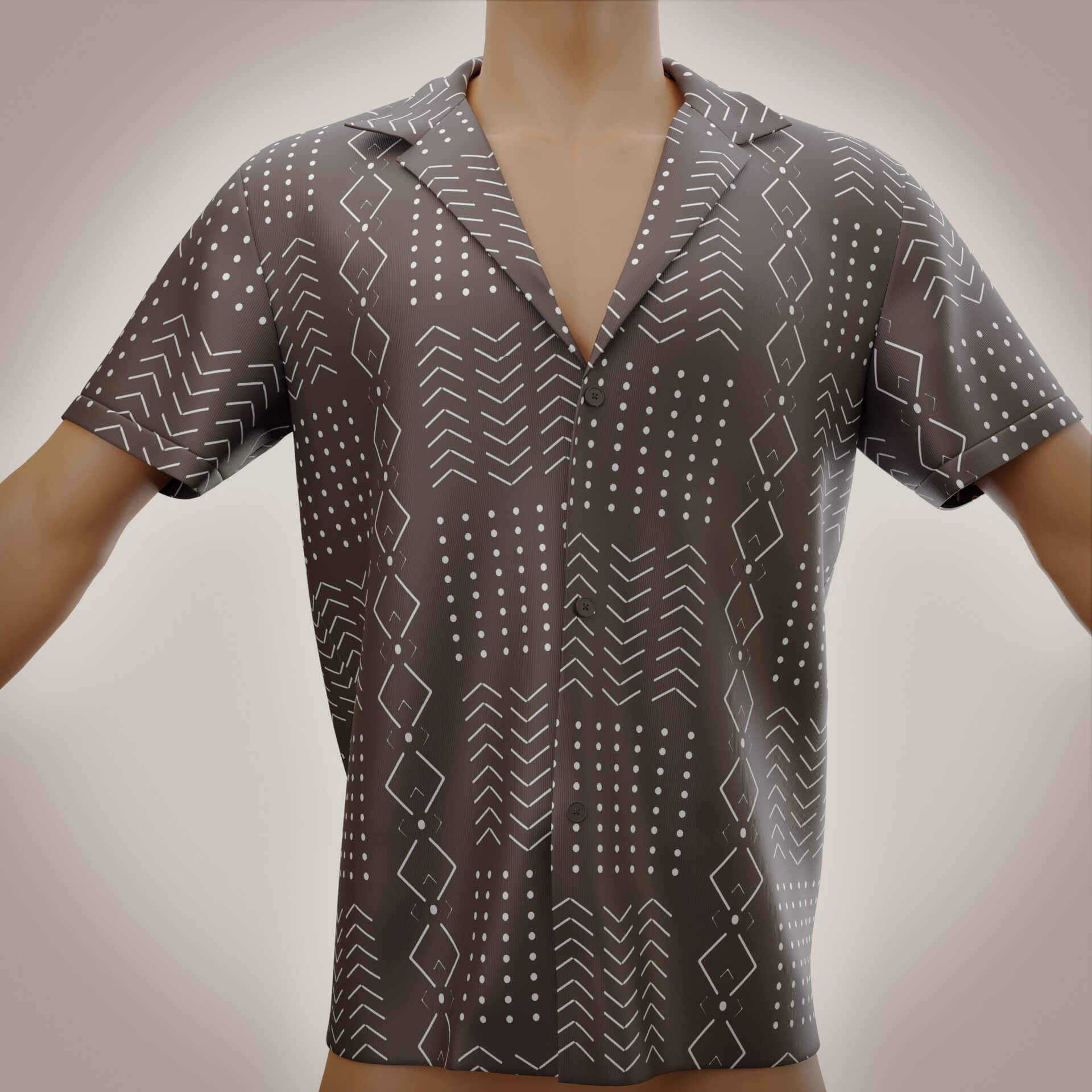 Male Silk Pattern Shirt - 3D Model by vicky180