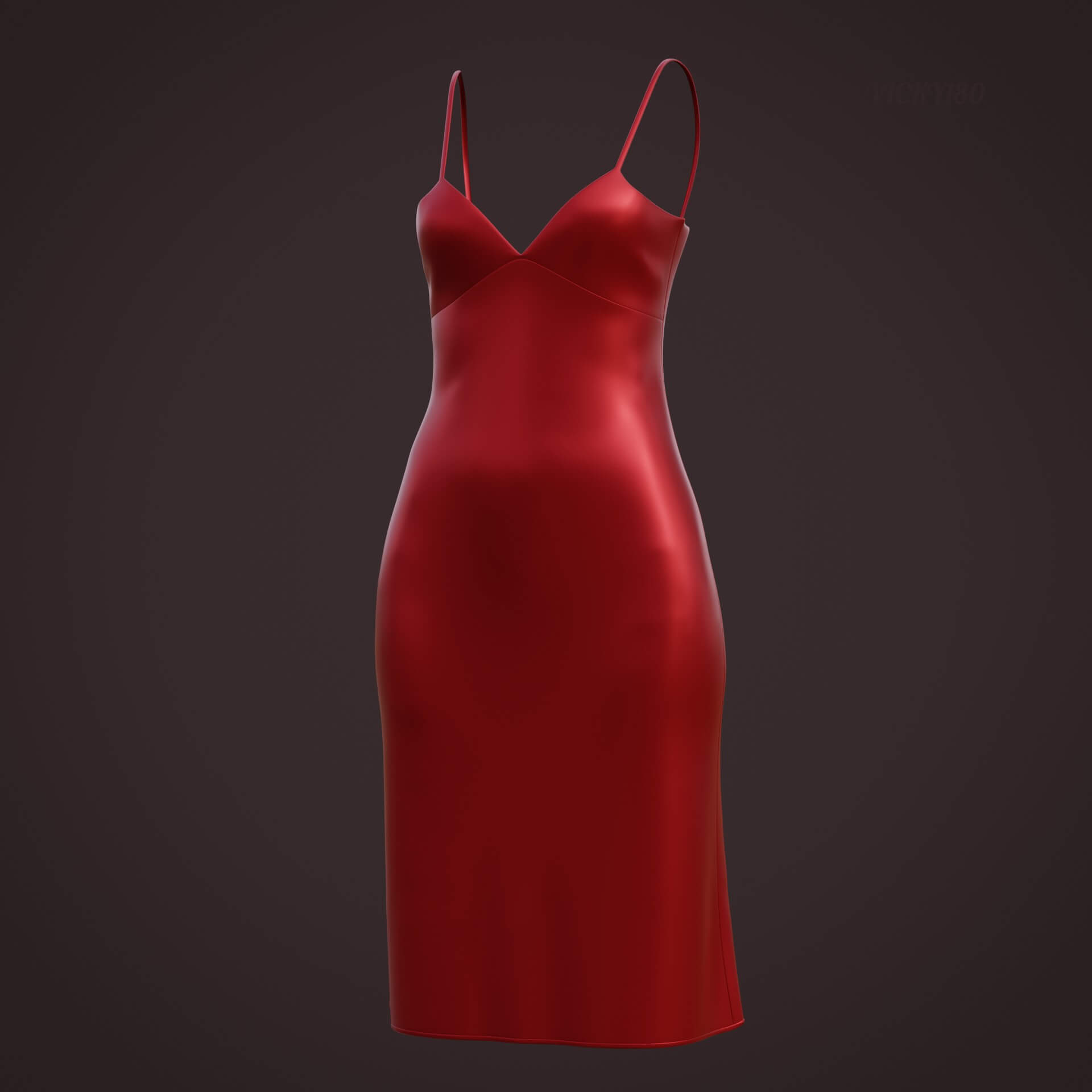 Red Slip Raster Red Slip Silk Dress 3D Clothing by vicky180