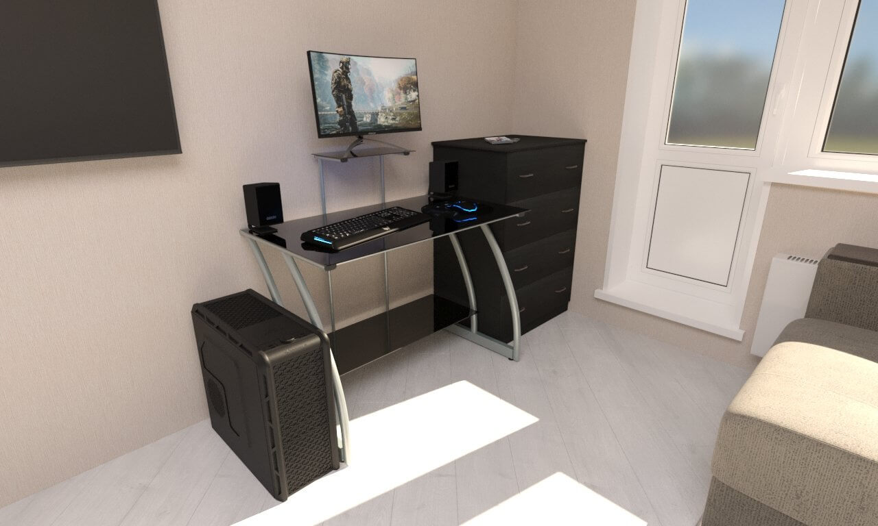 Computer Table - Free 3D Model by ViktorB