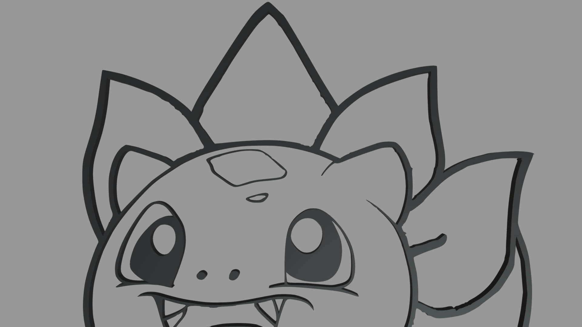 Bulbasaur Wall Silhouette 01 3D Print Model by ViperJr3D