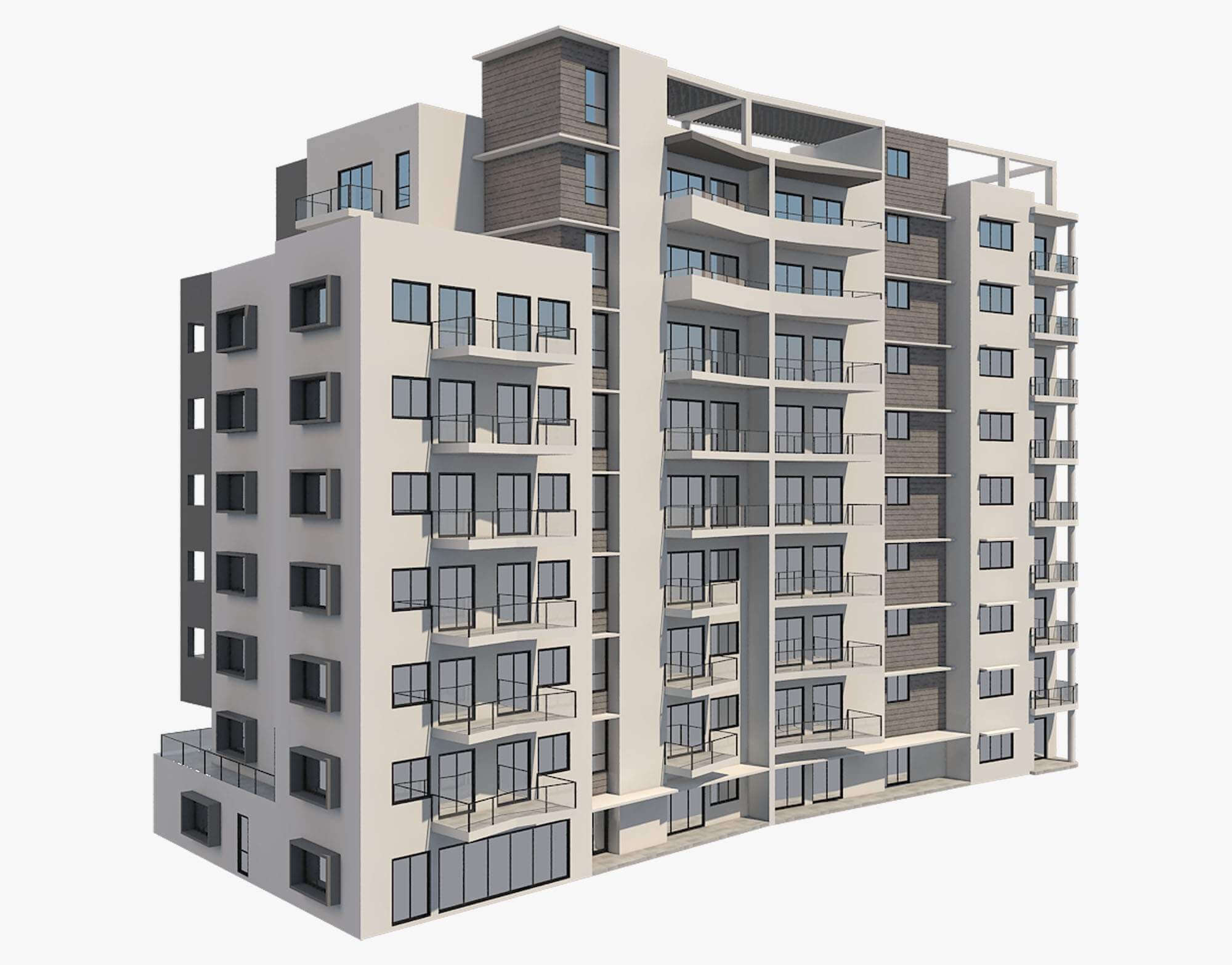 4 Apartment Buildings Set 2 - 3D Model by virtual3d