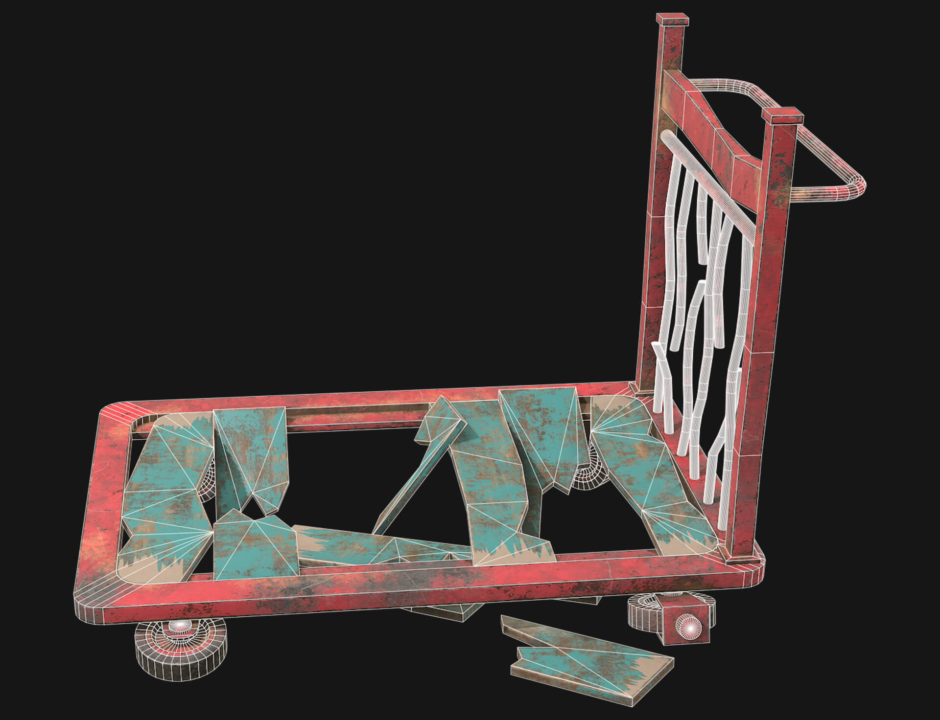 Old Broken Cart 3D Model by virtual3d