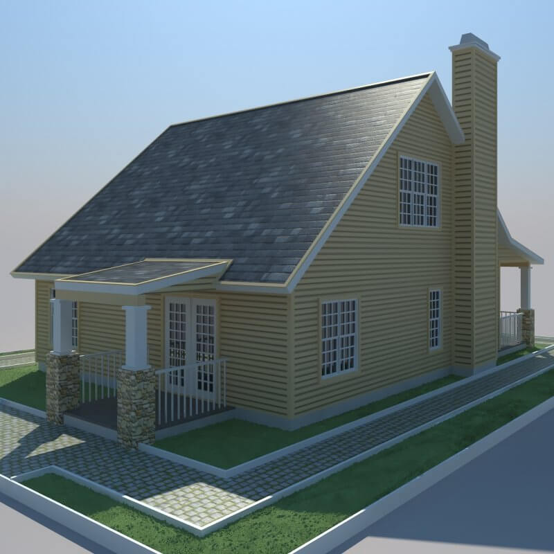 Bungalow House - 3D Model by virtual3d