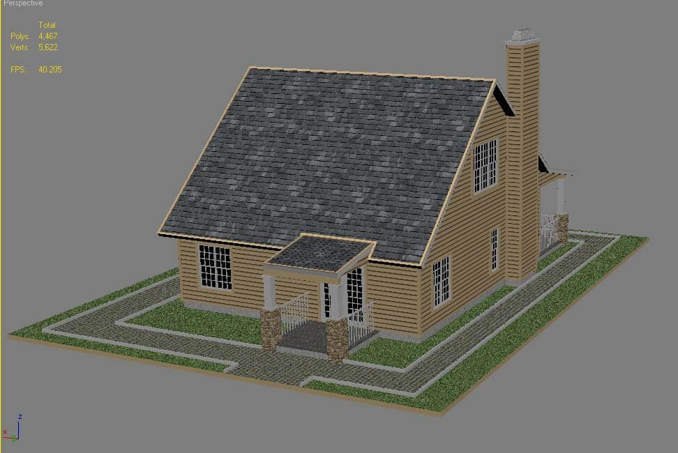 Bungalow House - 3D Model by virtual3d