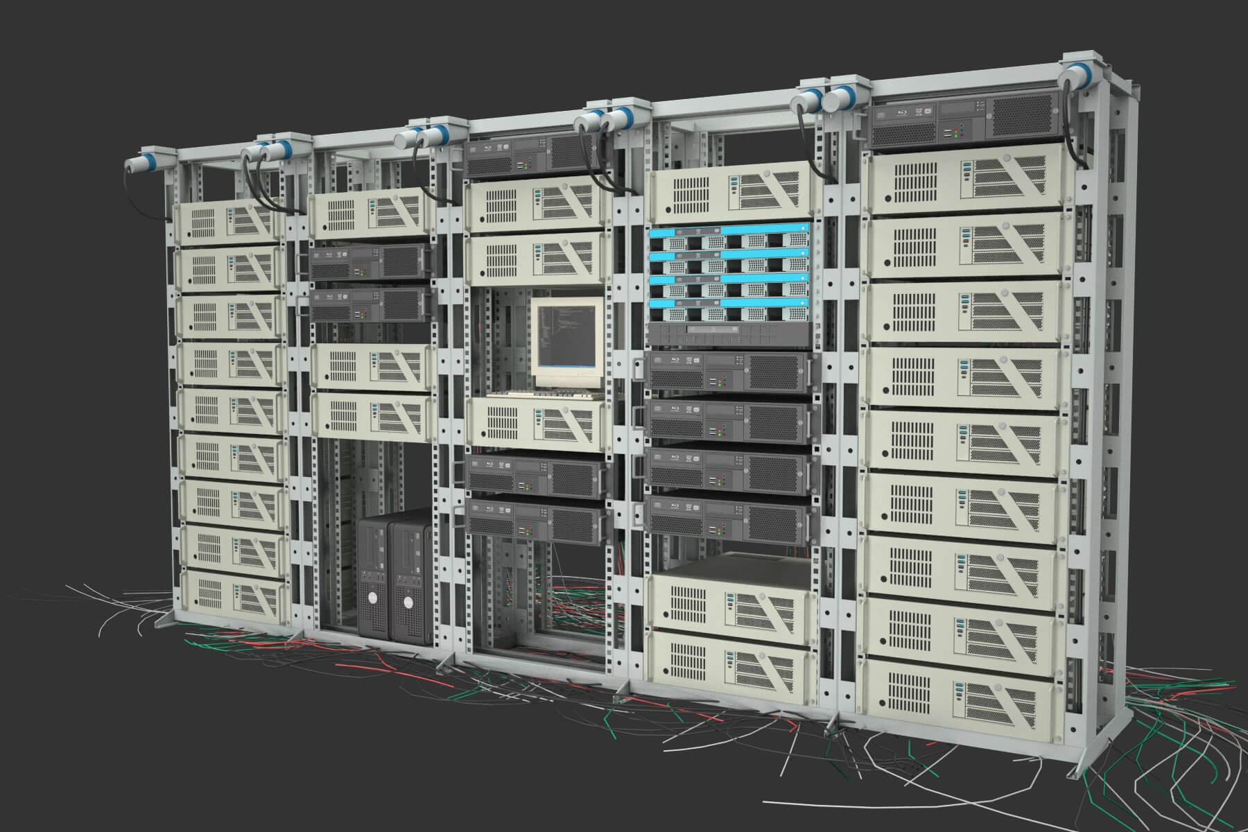 Data Server Rack And Chassis 3D Model by virtual3d