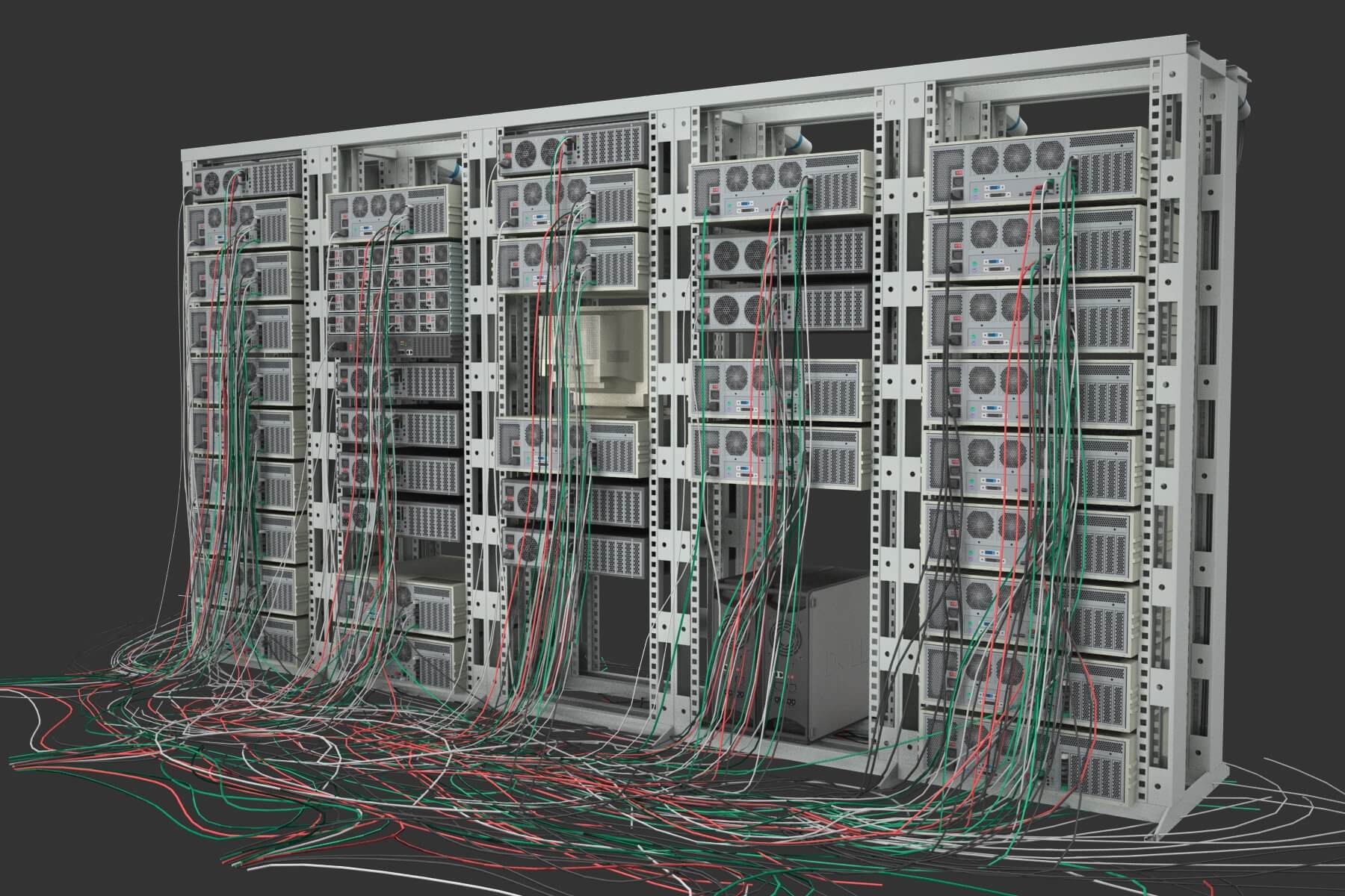 Data Server Rack And Chassis 3D Model by virtual3d