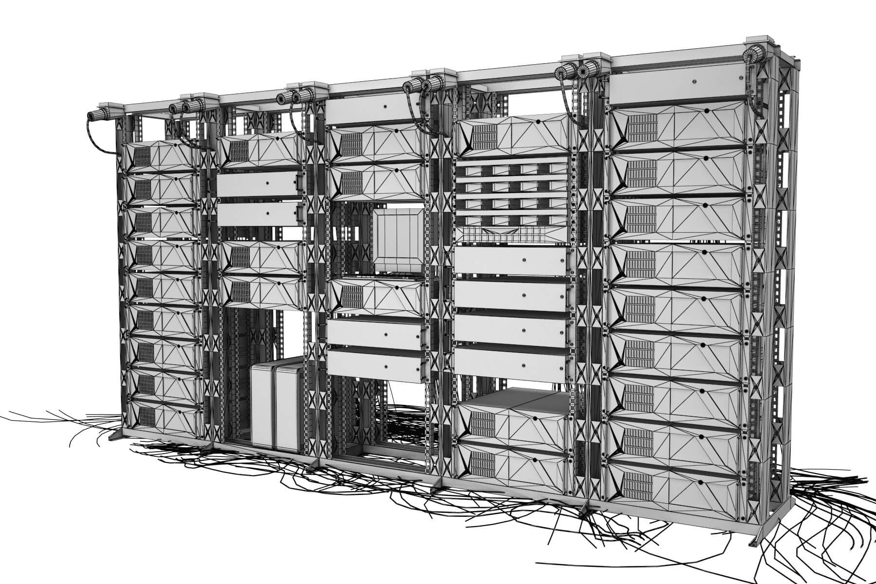 Data Server Rack And Chassis 3D Model by virtual3d