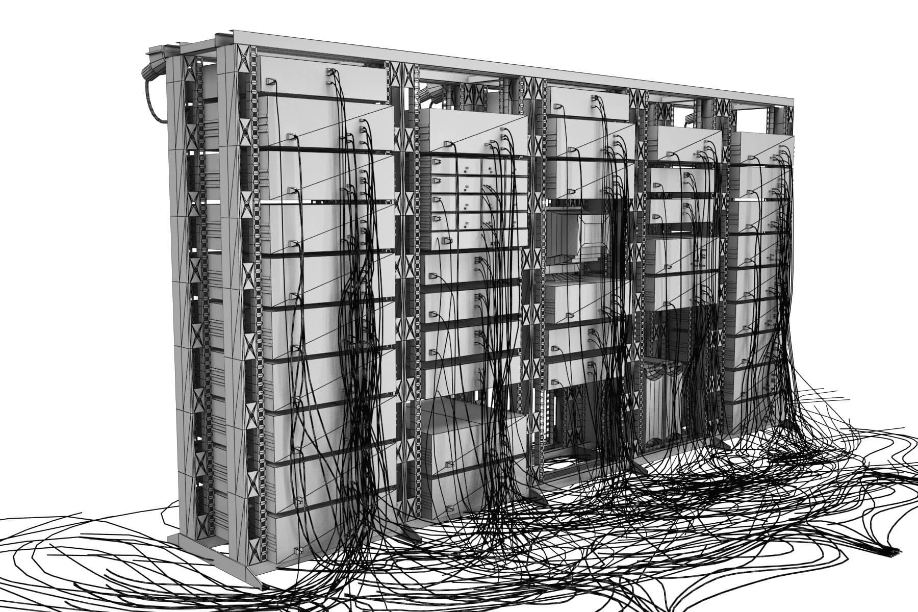 Data Server Rack And Chassis 3D Model by virtual3d