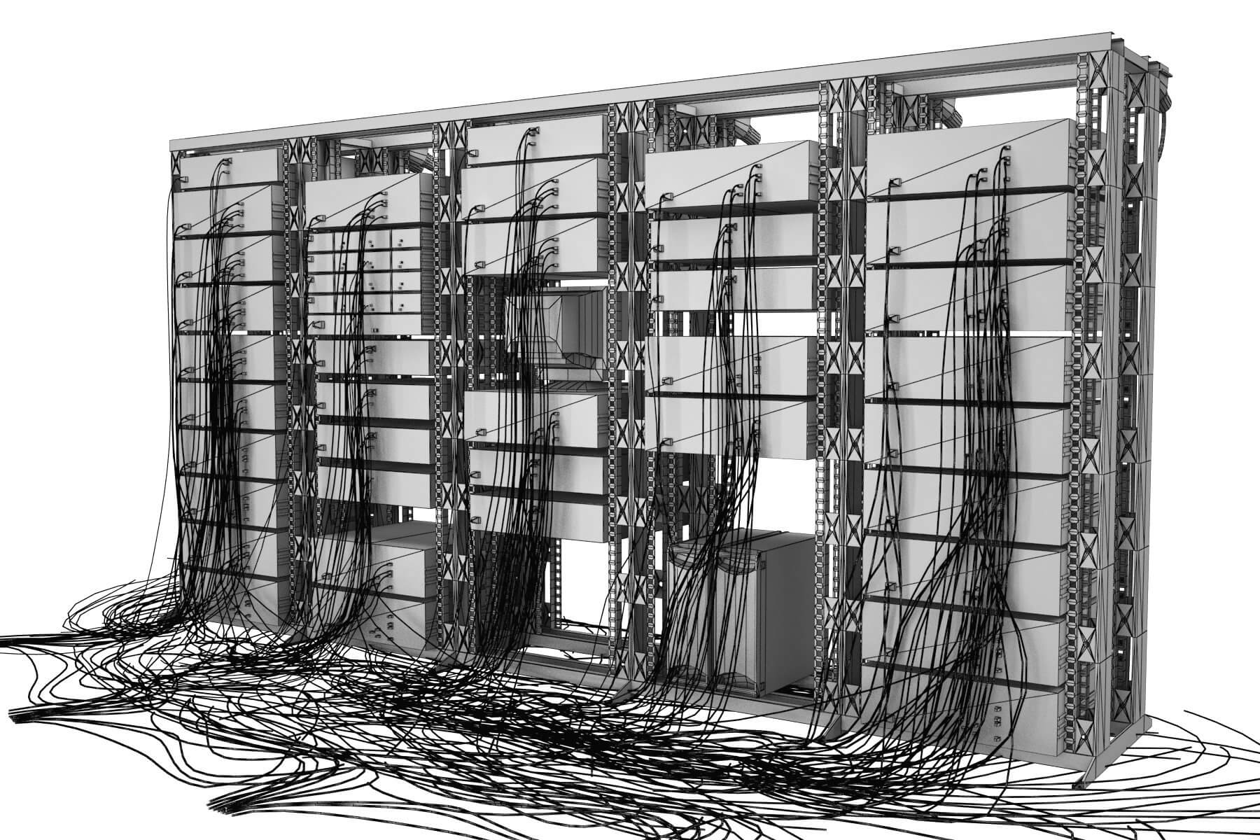 Data Server Rack And Chassis 3D Model by virtual3d