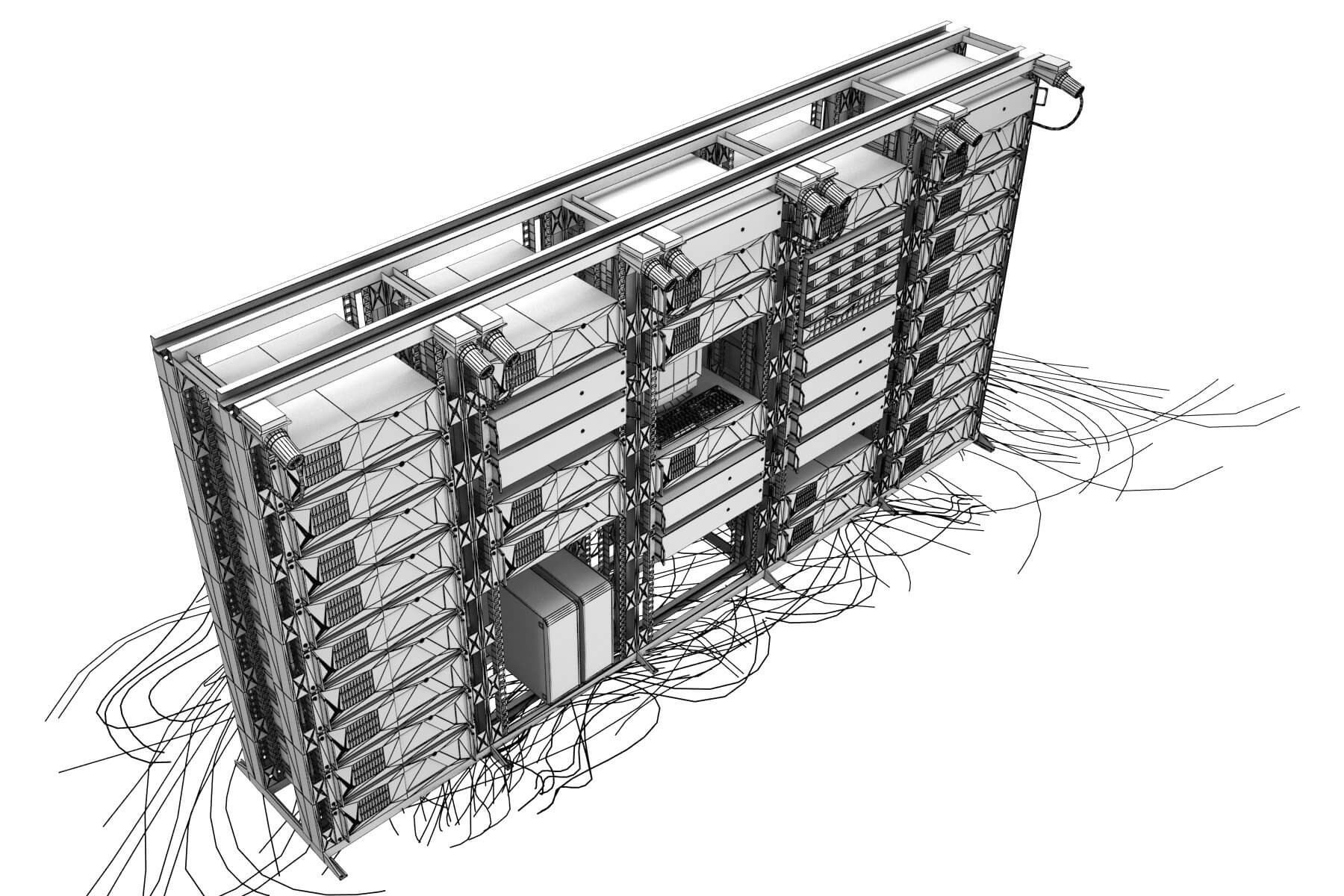 Data Server Rack And Chassis 3D Model by virtual3d
