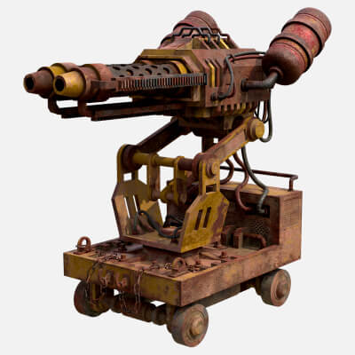 Flamethrower Turret-1-Rusty-Yellow