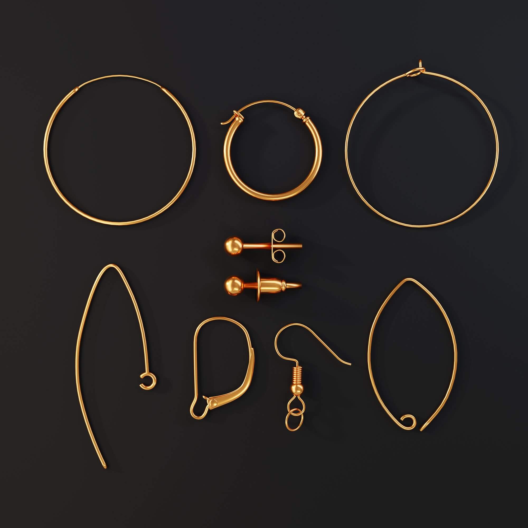 Earring & Jewelry Findings and Hinges 3D Model by Vitamin