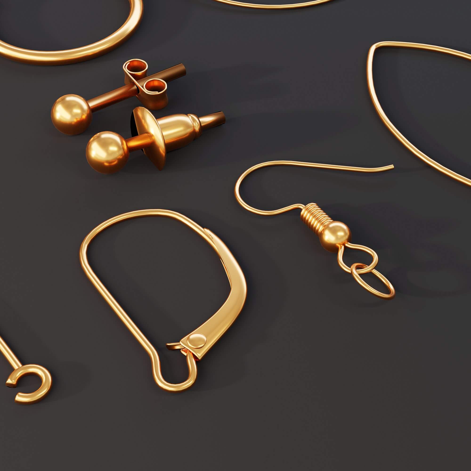 Earring & Jewelry Findings and Hinges 3D Model by Vitamin