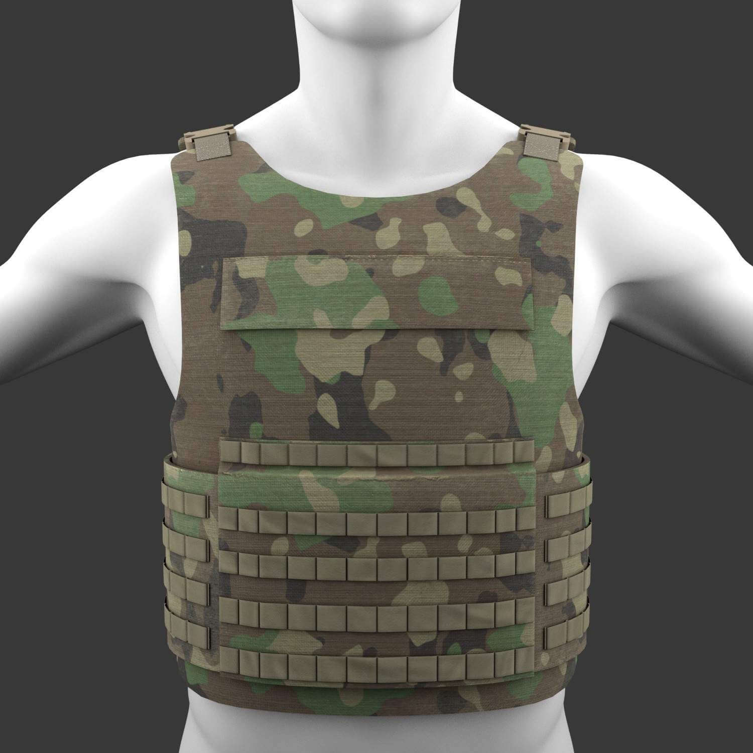 Military Woodland Tactical Vest 3D Model by Vitamin