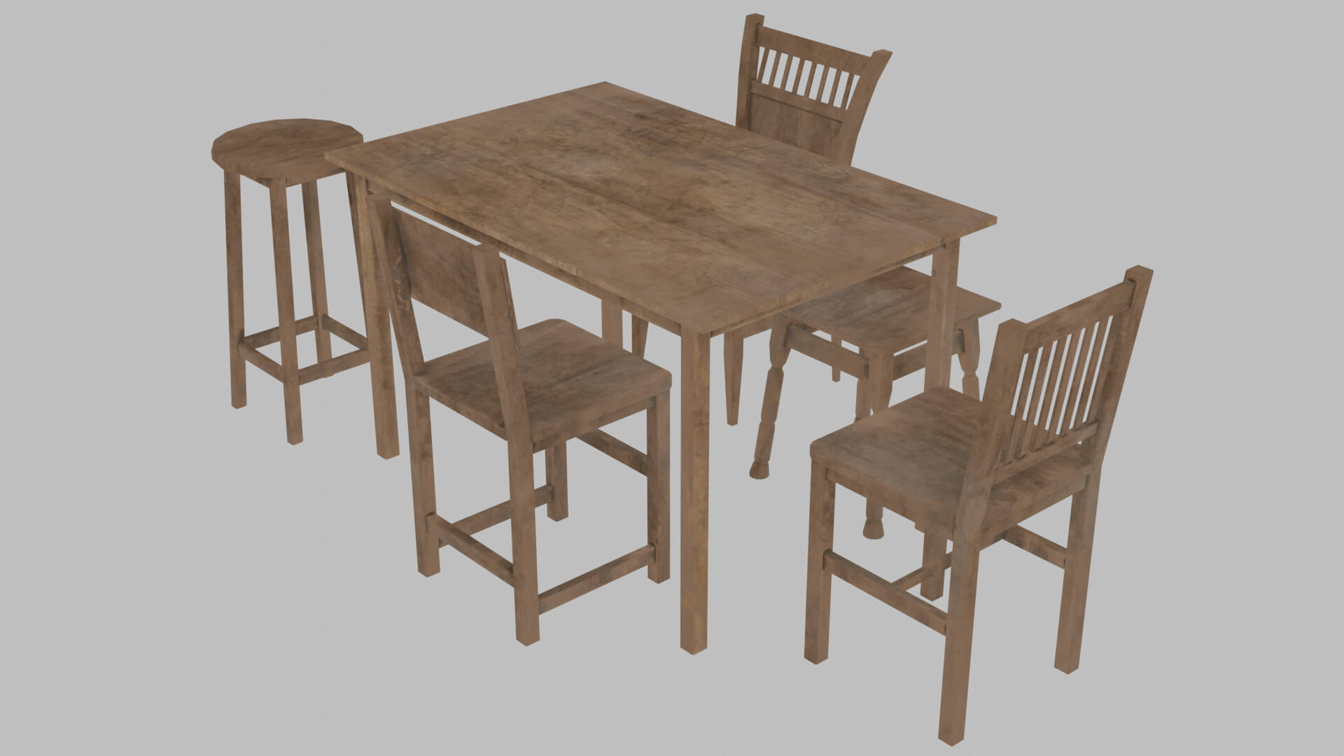 Set of 18 Wooden Objects Free 3D Model by VladyslavVlad