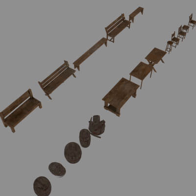 Set of 18 Wooden Objects