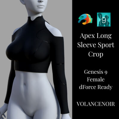 Apex Long Sleeve Sport Crop for Genesis 9 Female by VolanceNoir