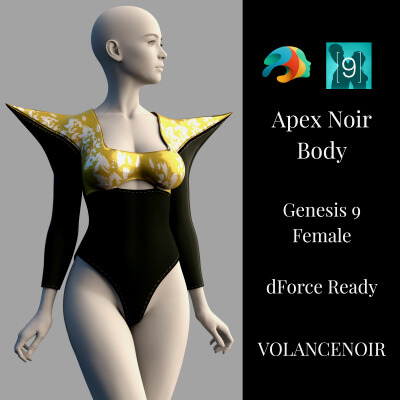 Apex Noir Body &ndash Bodysuit for Genesis 9 Female - DAZ