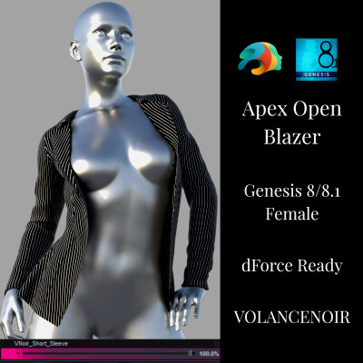 Apex Open Blazer for Genesis 8 and 8.1 Female by VolanceNoir
