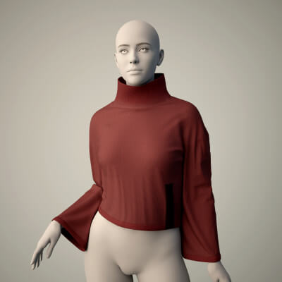 Cropped Turtleneck Sweater G9 Noir Basics
