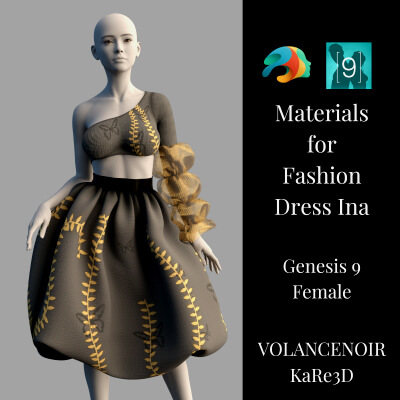 Fashion Dress Ina &ndash PBR Materials - Genesis 9 Female