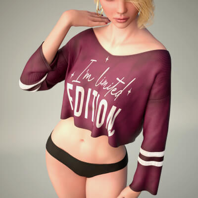 dForce Oversize Crop Sweatshirt for Genesis 8/8.1 Female by VolanceNoir