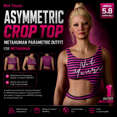 Not Yours Asymmetric Crop Top &ndash Metahuman MHPKG