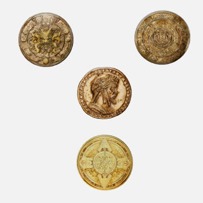 Gold Coin With Ancient Symbols