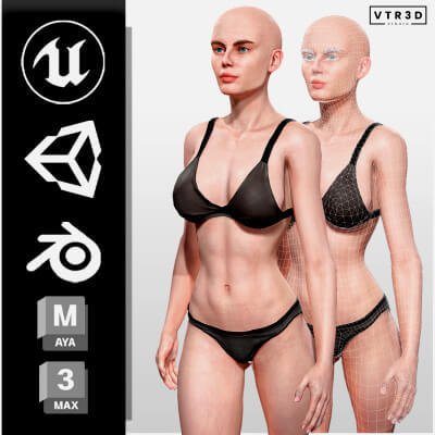 Realistic Human Female Body Rigged Game Ready by VTR3D