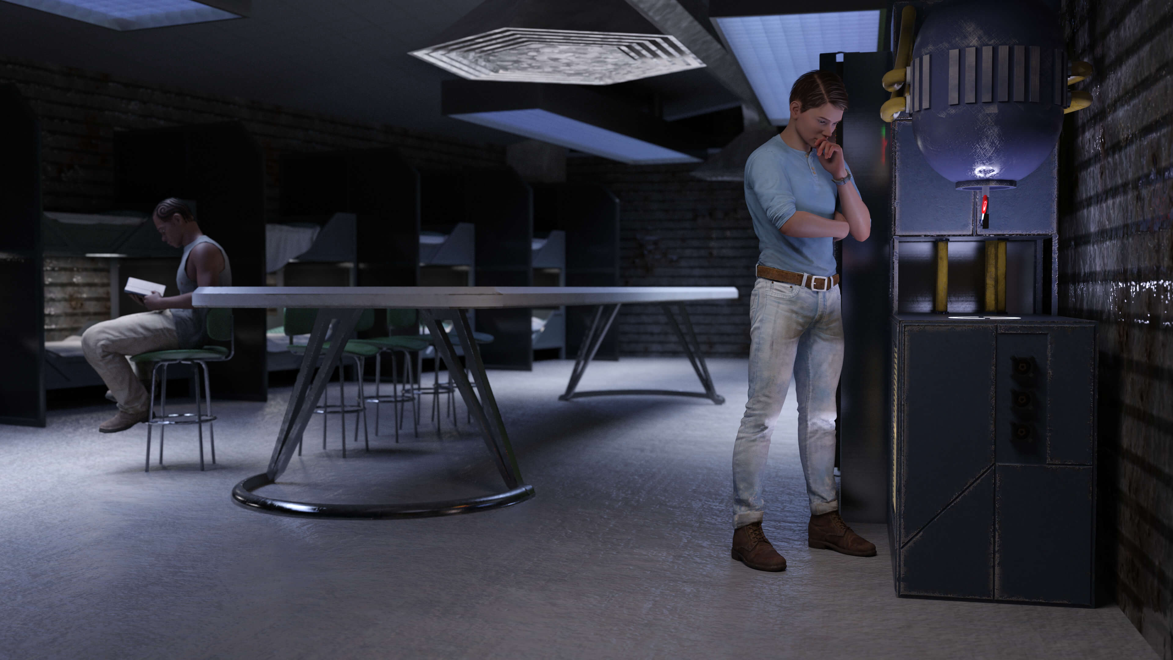 Andre and Colsen at the Hidden Base Barracks 3D Render