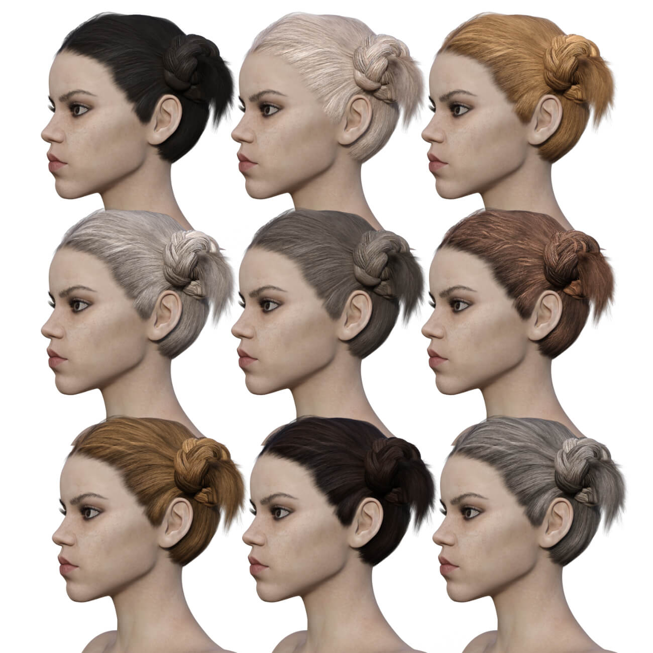 Braid Buns for G8F and G8.1F - Daz Content by Vyusur