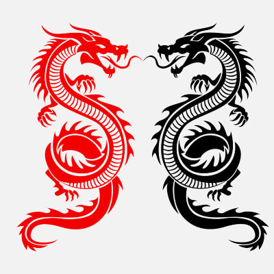 Tribal Dragon Tattoo Vector Art